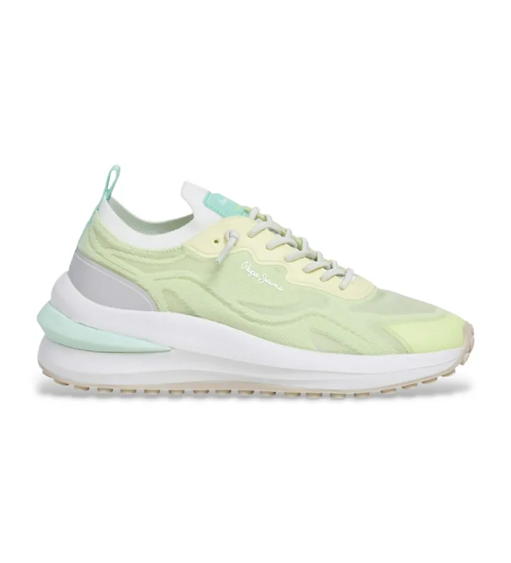 Pepe Jeans para mujer. PLS600052 Zapatillas Winslow Fresh amarillo (36), Plano, Cordones, Casual, Verde