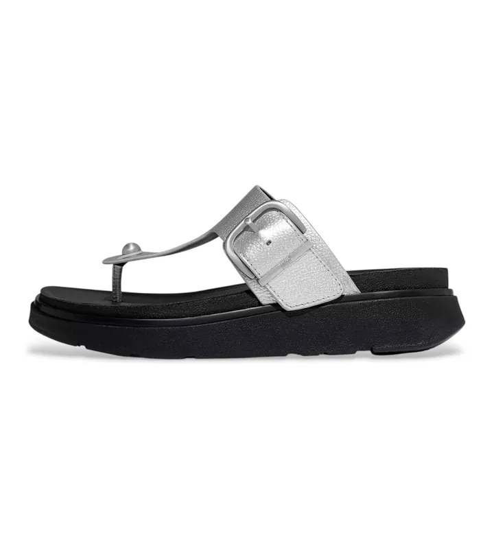 Fitflop para mujer. A2S-011 Sandalias Hebilla Gen-FF de piel plateado (38), Plata, 1 a 3cm, Ninguno, Casual