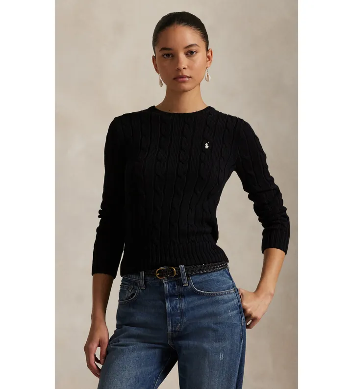 Polo Ralph Lauren para mujer. 211971869006 Jersey de algodón negro (L), Casual