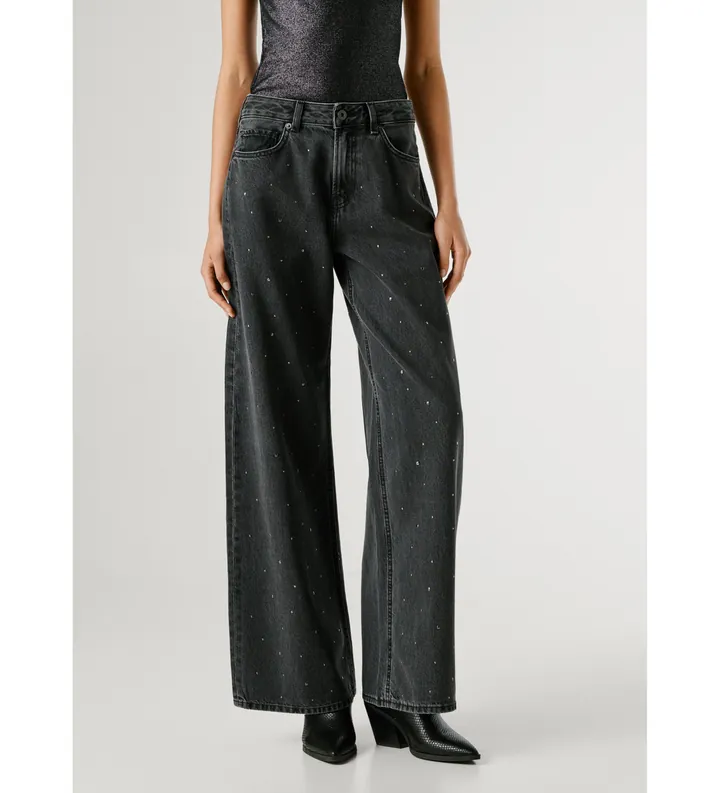 Pepe Jeans para mujer. PL2050929 Pantalón Wide Leg Lina negro (26/32), Casual, Algodón