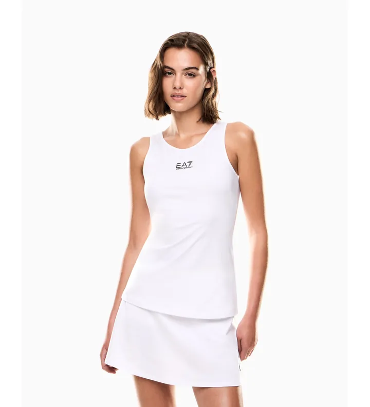 EA7 para mujer. 7W000314_AF14524 Camiseta Top Tennis Pro blanco (L), Deportivo, Sportswear, Multideporte, Viscosa, Sin mangas / Tirantes