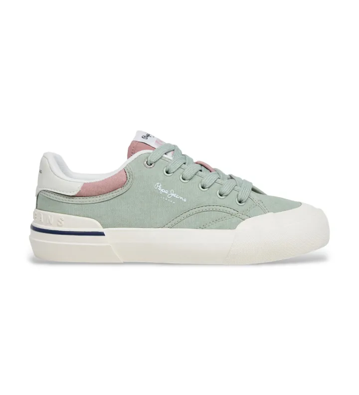 Pepe Jeans para mujer. PLS300017 Zapatillas Taylor Basic verde (36), Tela, Plano, Cordones, Casual