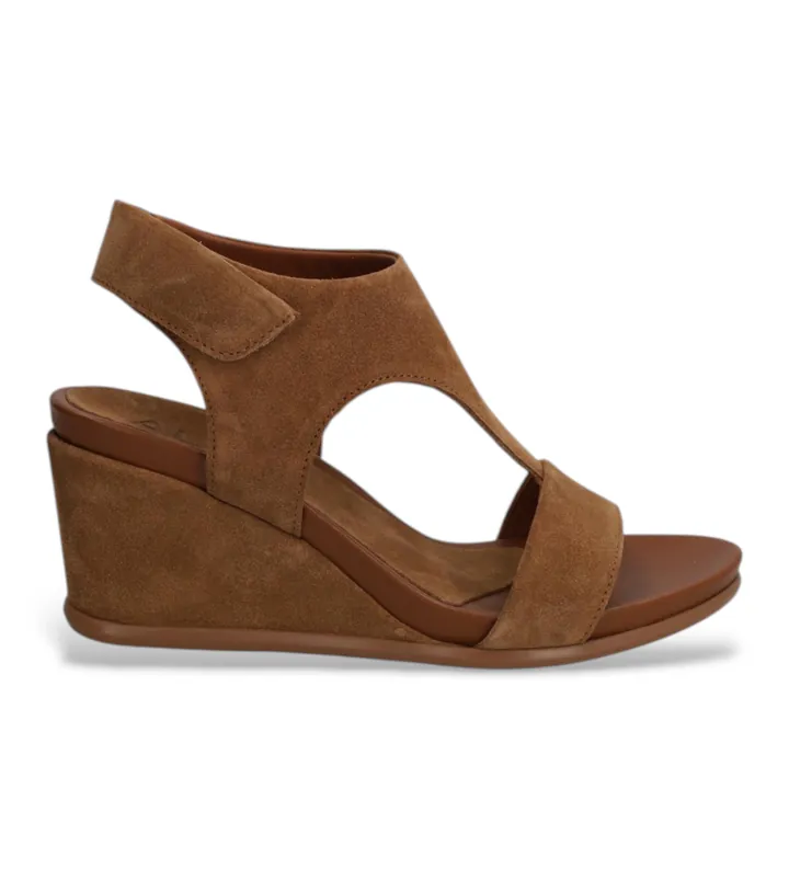Alpe para mujer. 561411 Cuñas de piel Yara Juliette marrón (37), 5 a 8cm, Ante, Velcro, Casual