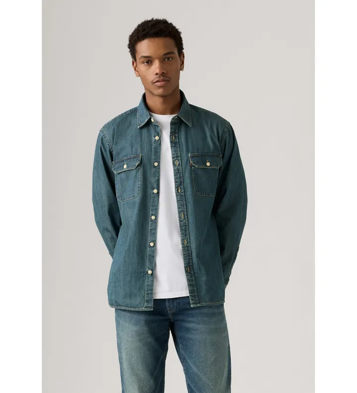Levi's para hombre. 19573-0269 Camisa Jackson Worker azul oscuro (L), Casual, Algodón, Manga larga