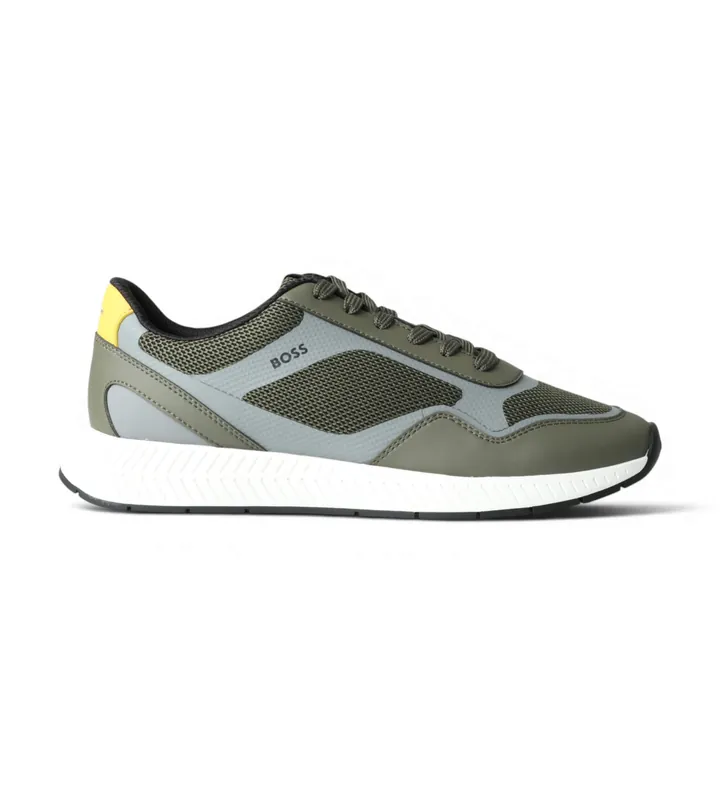 BOSS para hombre. 50568928 Zapatillas Titanium verde (40), Plano, Cordones, Casual