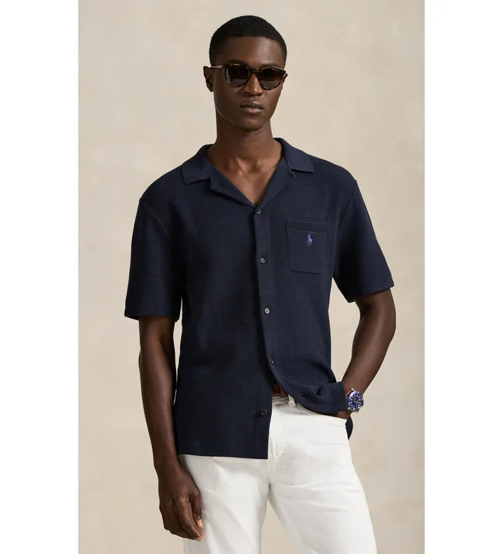 Polo Ralph Lauren para hombre. 710P04442001 Camisa Summer marino (L), Casual, Algodón, Manga corta