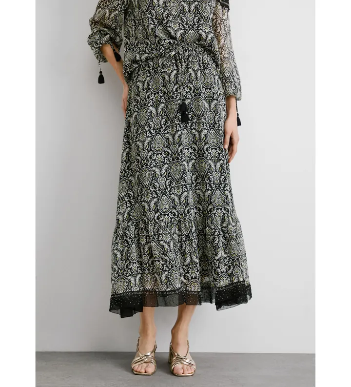 Pepe Jeans para mujer. PL901213 Falda midi en tejido de chifón Earn negro (M), Casual, Poliéster