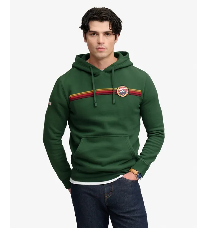 Superdry para hombre. M2014625A Sudadera con capucha Outdoors Stripe Logo verde (L), Casual