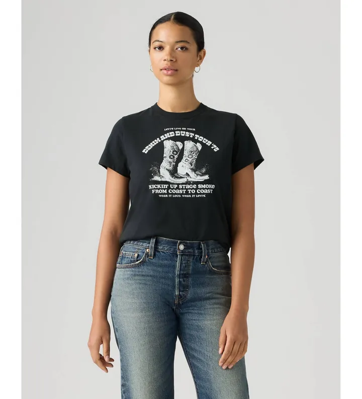 Levi's para mujer. 005GV-0084 Camiseta T2 Perfect negro (L), Casual, Algodón, Manga corta