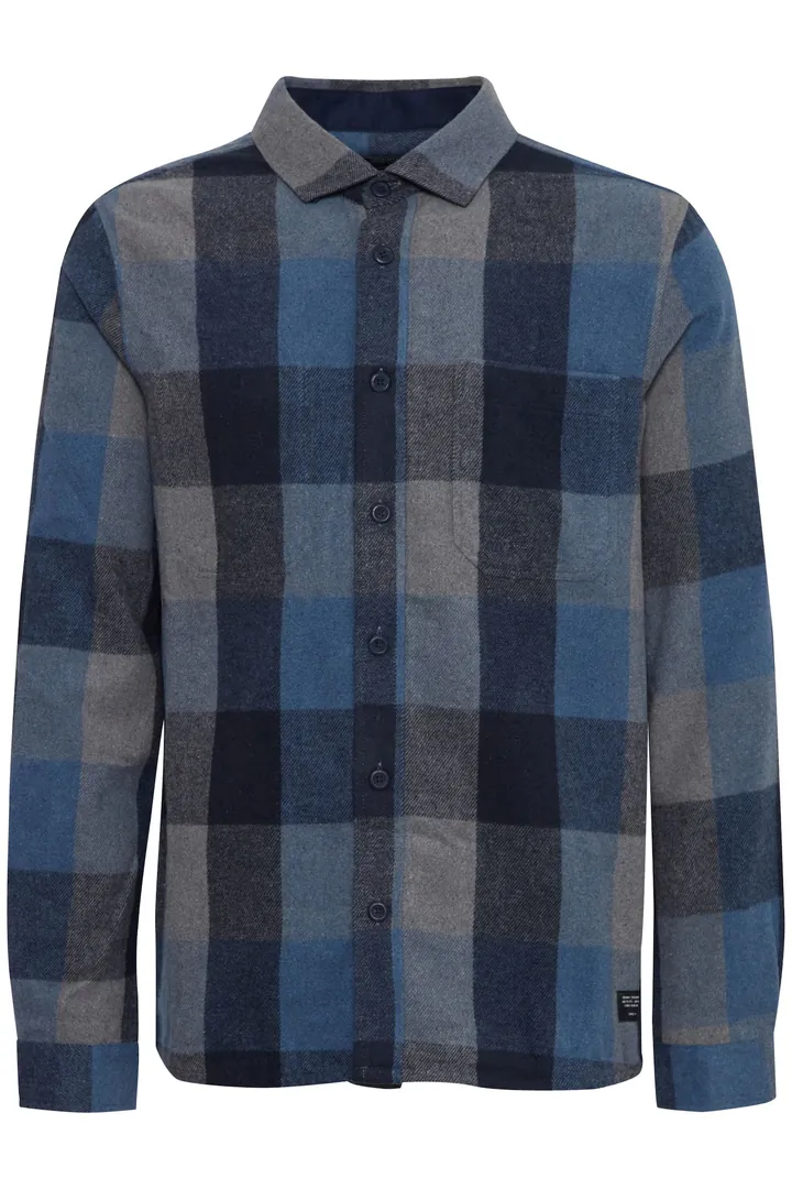 INDICODE JEANS Camisa 'Valmer' azul / gris claro / gris oscuro
