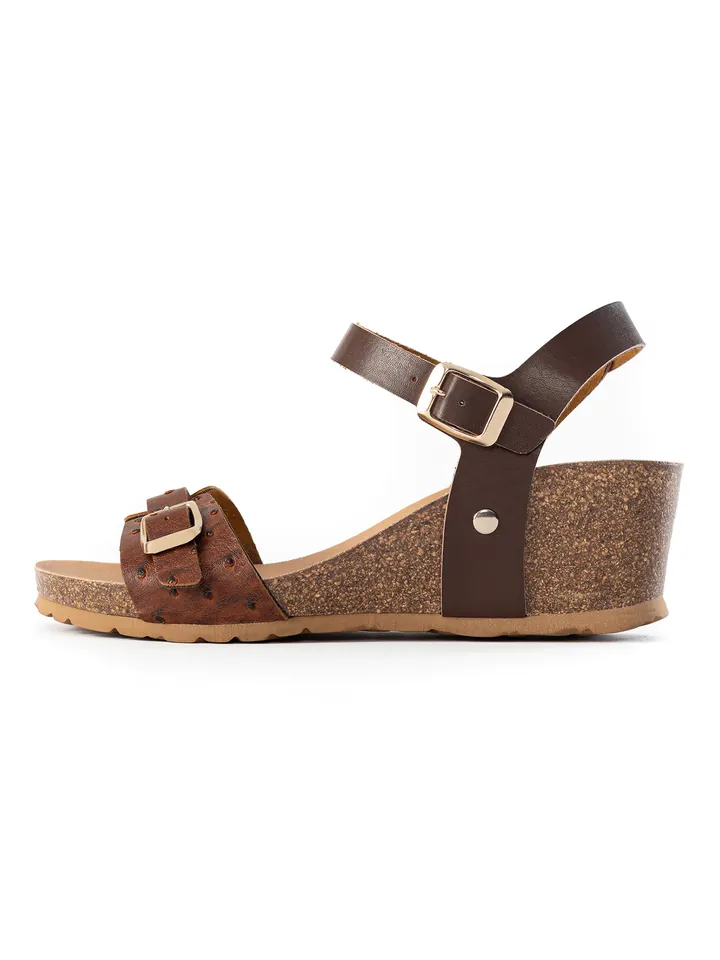 Bayton Sandalias 'Patrizia' beige / marrón / oro