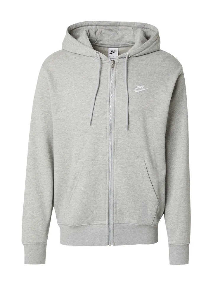 Nike Sportswear Sudadera con cremallera 'Club Fleece' gris moteado / blanco