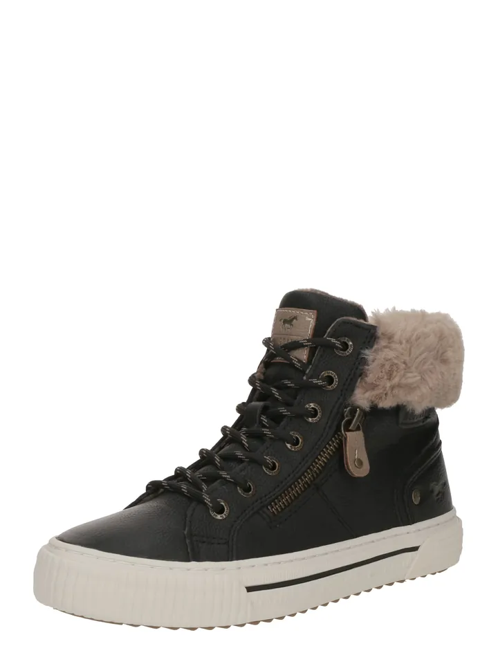 MUSTANG Botines con cordones 'Kalua'  piel / negro