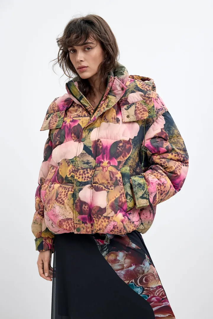 Desigual, Abrigo Acolchado Capucha M. C. Lacroix, Mujer, Poliamida, Rojo, L