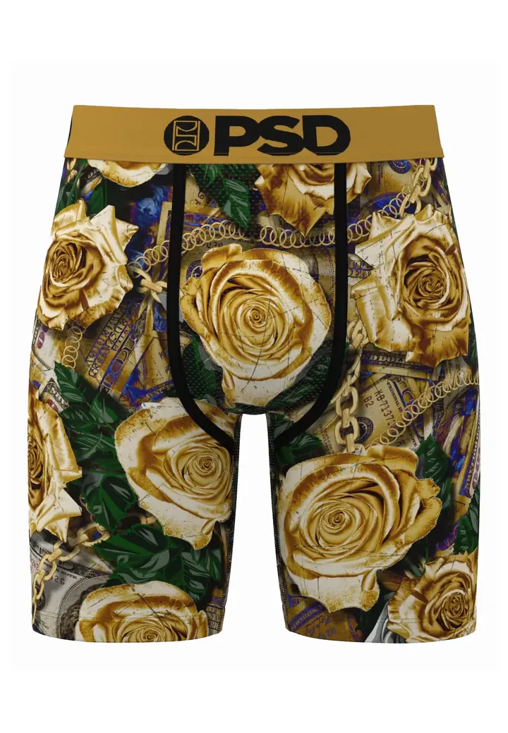 PSD Calzoncillo boxer 'Golden Petals' mostaza / amarillo claro / verde oscuro / negro