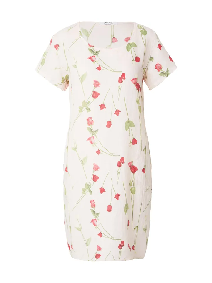 ZABAIONE Vestido de verano verde / rosa pastel / rojo