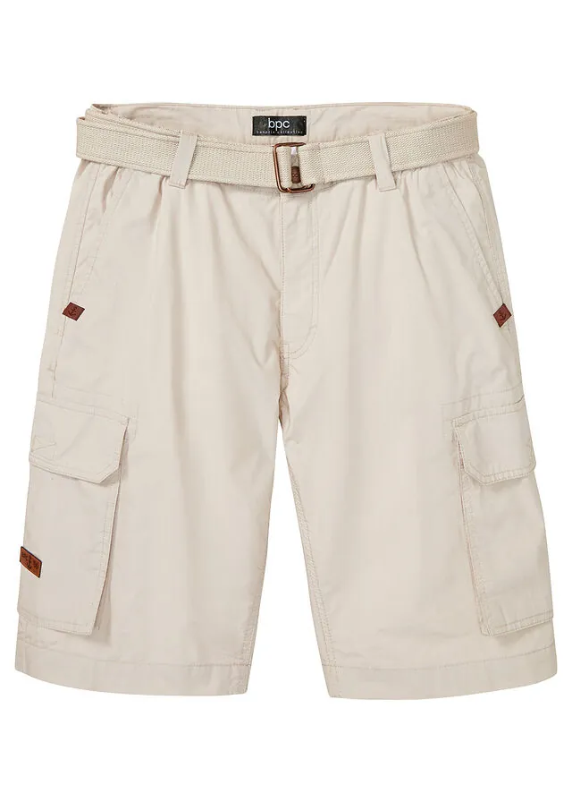 Bermuda cargo con cintura y cinturón cómodos, regular fit