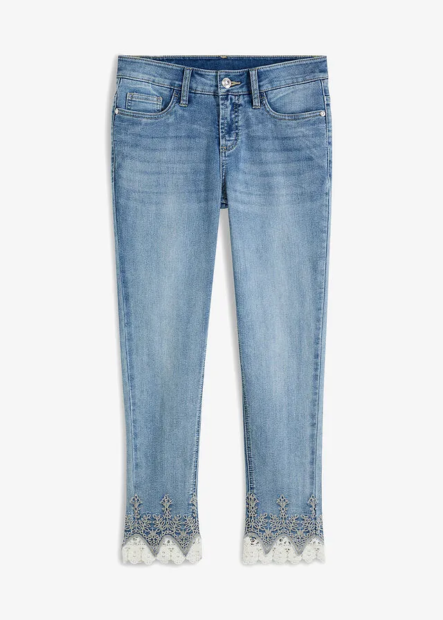 Vaqueros skinny con encaje, cropped