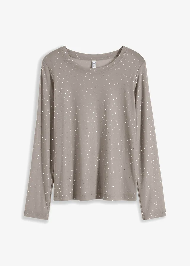 Camiseta de manga larga de malla brillante