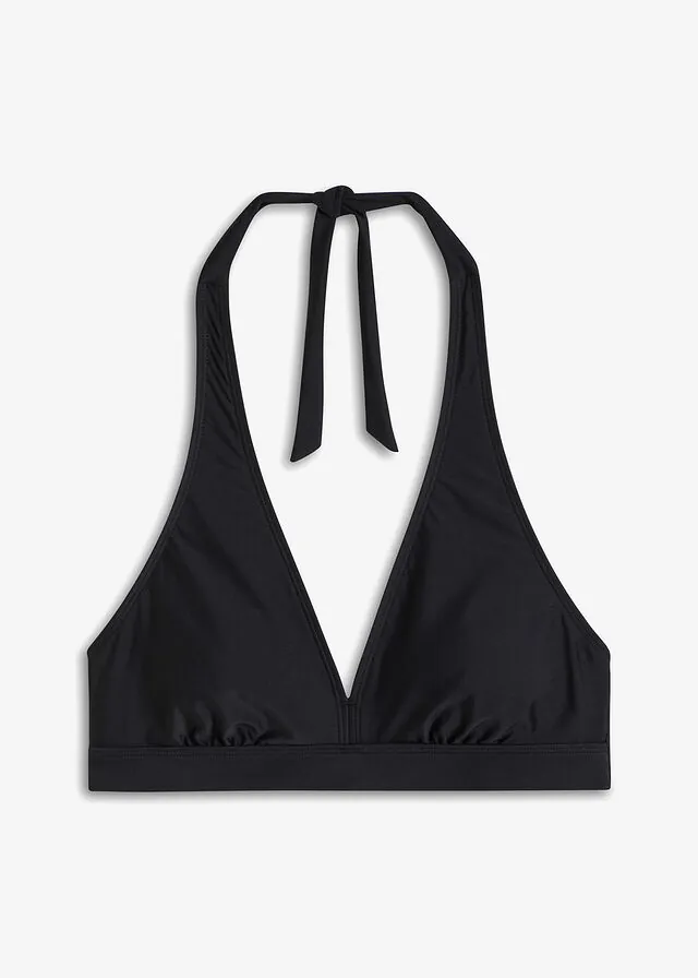 Top de bikini halter con escote en V