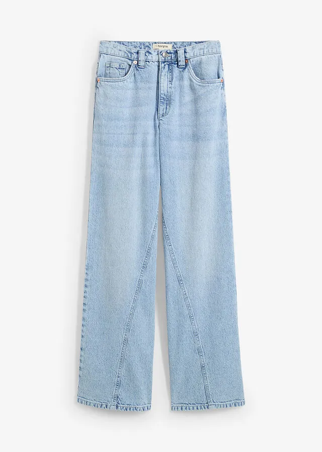 Vaqueros de pernera ancha, high waist, low stretch