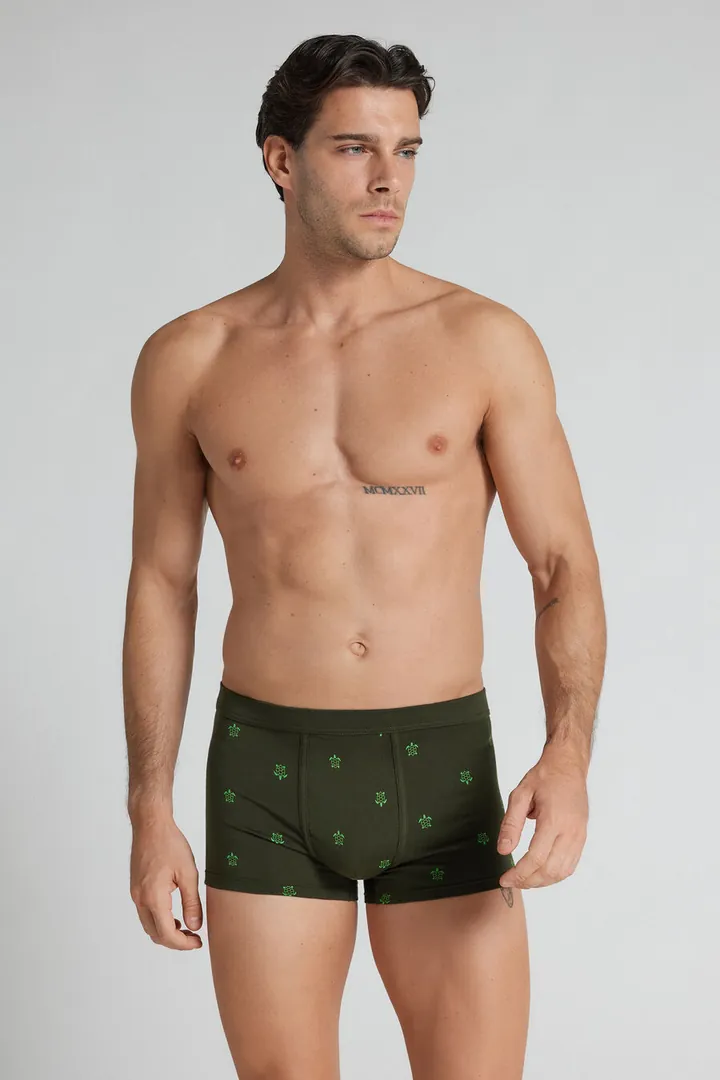 Intimissimi Bóxer Algodón Superior Estampado Tortuga Hombre Verde Tamaño 38