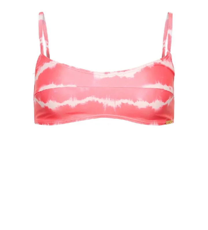 Superdry para mujer. W3010368A Top de bikini con efecto «tie-dye» rosa (L), Casual, Beachwear, Poliéster