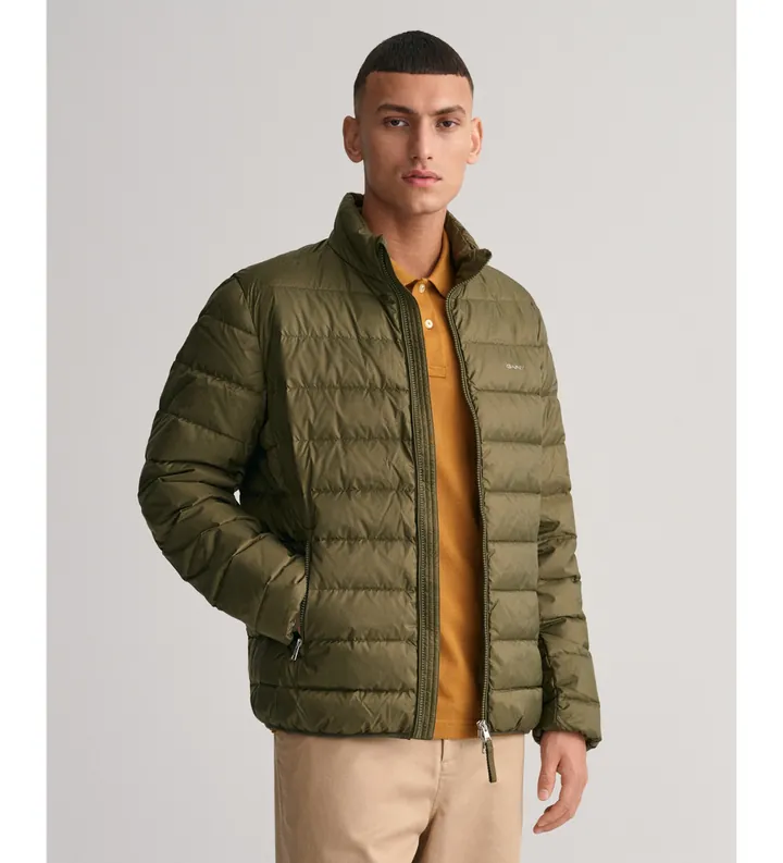 Gant para hombre. 7006298 Chaqueta de plumón ligera verde (3XL), Casual, Manga larga, Poliéster Reciclado, Sostenible