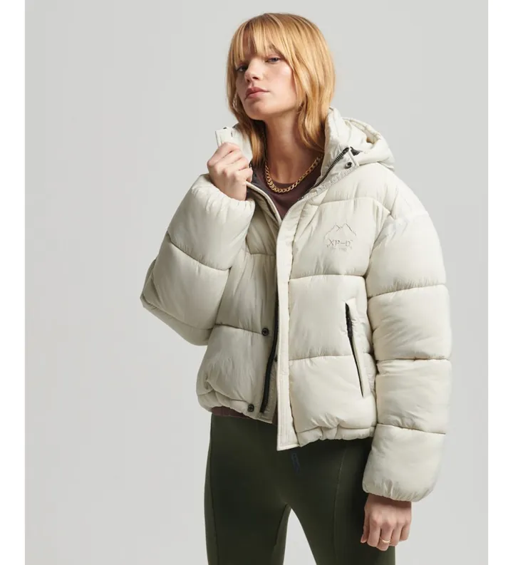 Superdry para mujer. W5011265A Cazadora acolchada corta Cocoon blanco (L), Casual, Nylon