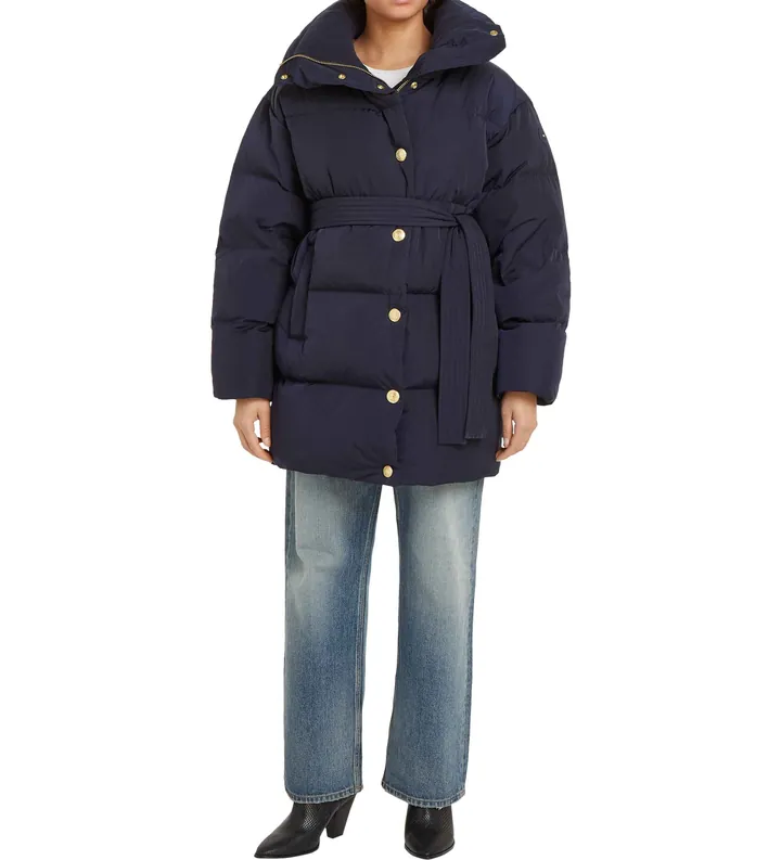Tommy Hilfiger para mujer. WW0WW44133 Abrigo acolchado corto marino (M/L), Azul, Casual, Nylon reciclado