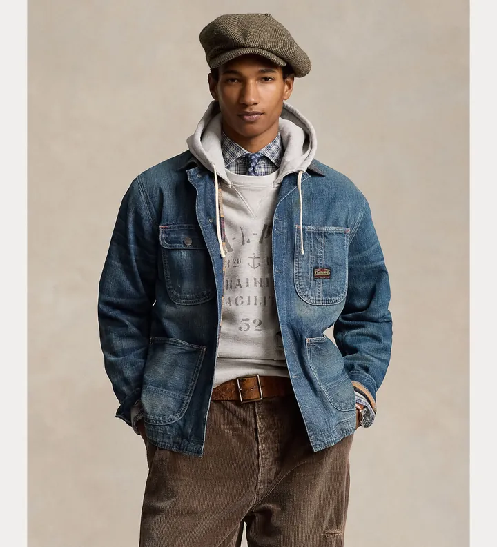 Polo Ralph Lauren para hombre. 710950878001 Chaqueta Utility azul (L), Casual, Algodón, Denim