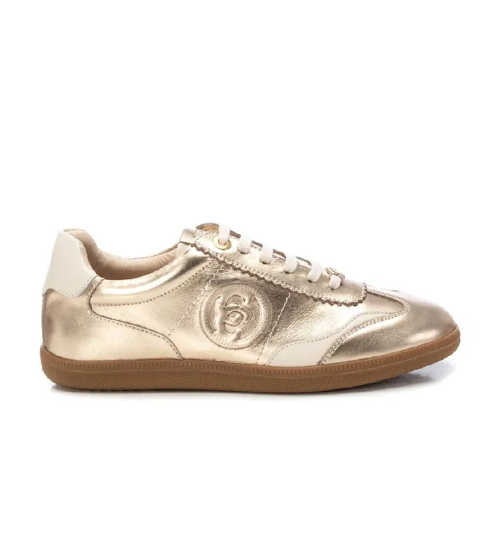 Carmela para mujer. 16206009-ORO Zapatillas de piel 162060 dorado (36), Plano, Cordones, Casual