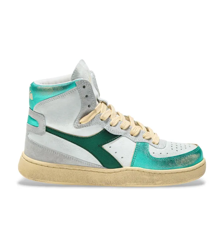 Diadora para mujer. 201178889 Zapatillas de Piel Basket Metal turquesa (36), Plano, Cordones, Casual