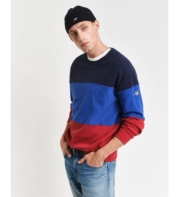 Gant para hombre. 2044018 Sudadera Colorblocked azul (M), Casual, Algodón