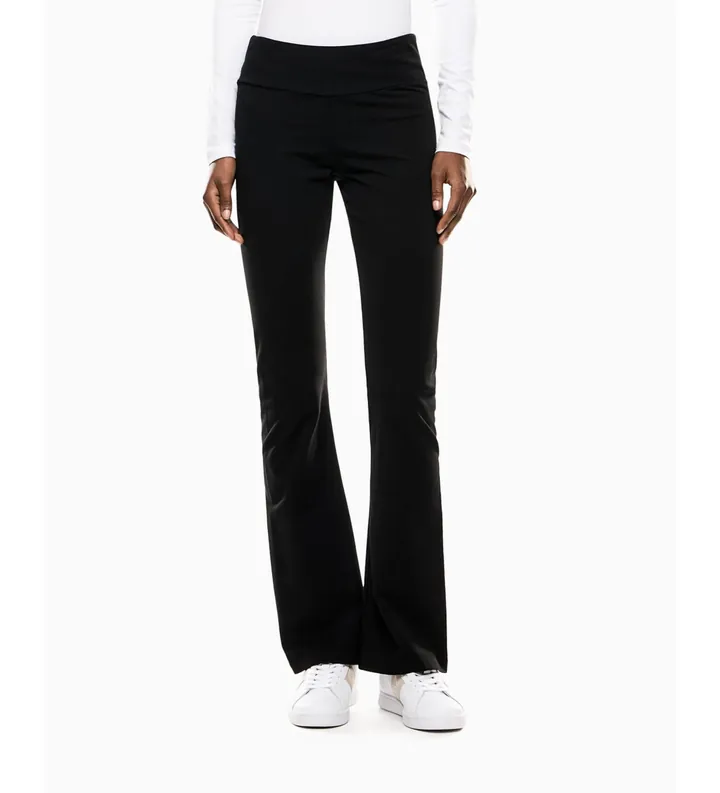 EA7 para mujer. 7W000460_AF12484 Leggings bootcut de punto negro (3XL), Casual, Algodón