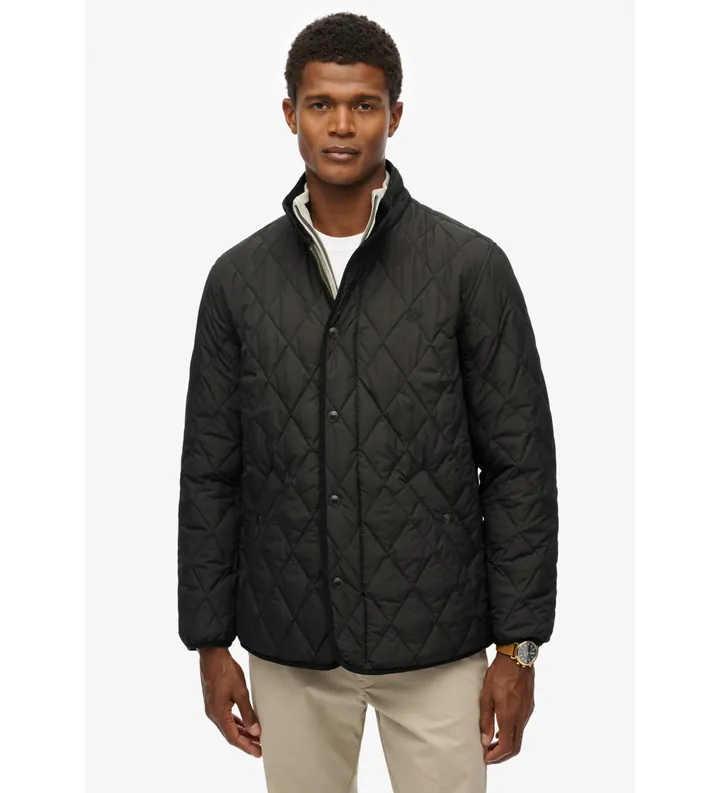 Superdry para hombre. M5012225A Chaqueta Quilted Estate negro (L), Casual, Poliéster