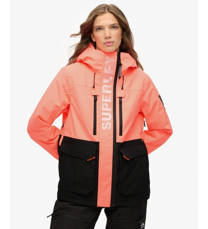Superdry para mujer. WS110181A Chaqueta Ultimate Freestyle Ski coral (L), Casual, Deportivo, Poliéster, Nieve