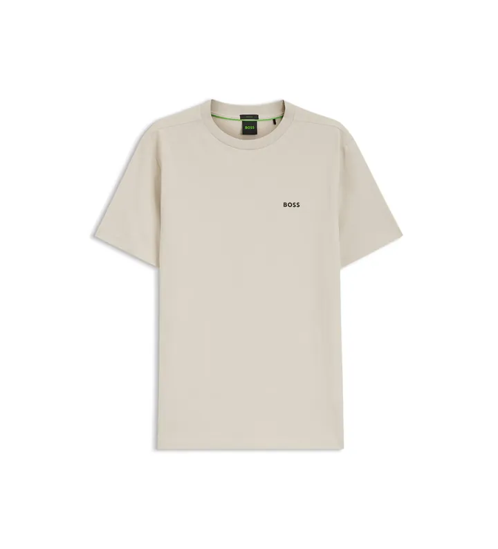BOSS para hombre. 50506373 Camiseta con Logo a Contraste beige (M), Casual, Algodón, Manga corta
