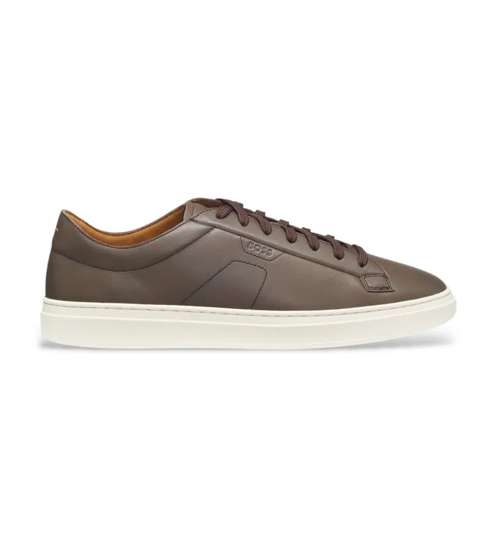 BOSS para hombre. 50557866 Zapatillas de PielKieran Bust marrón (41), Plano, Cordones, Casual