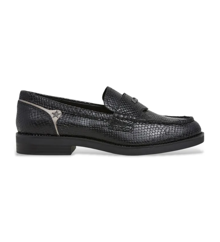 Pepe Jeans para mujer. PLS100006 Mocasines de piel Judy Snake negro (36), Plano, Ninguno, Casual