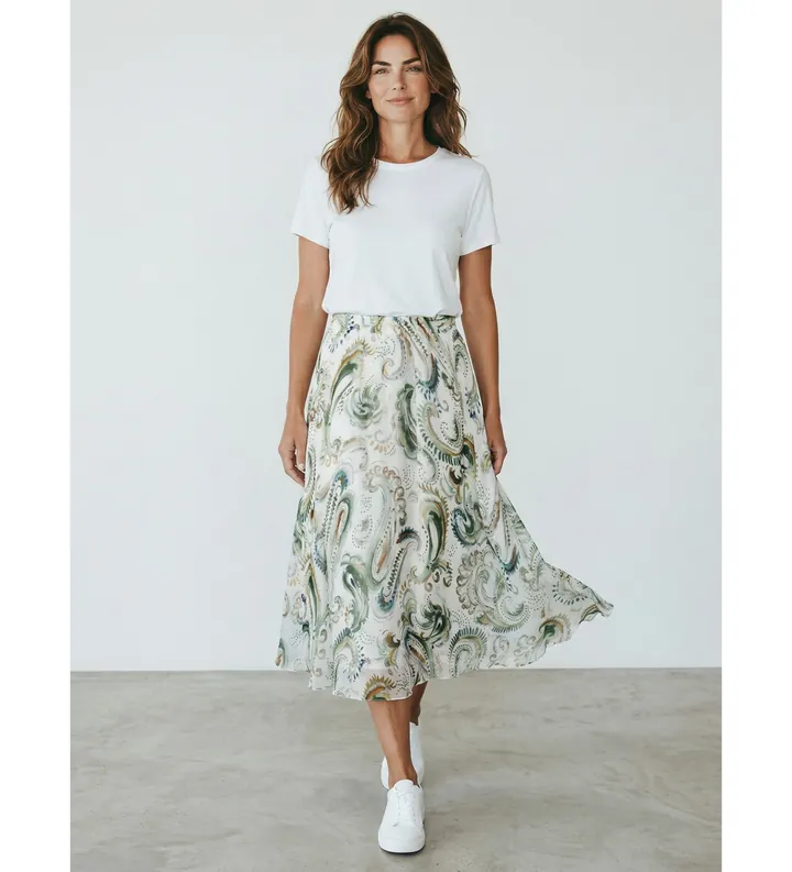 Marella para mujer. 2613101102200 Falda Mllfaelan blanco, multicolor (38), Casual, Viscosa