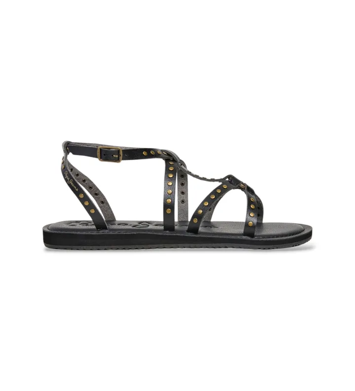 Pepe Jeans para mujer. PLS700017 Sandalias Rio Stud negro (36), Plano, Hebilla, Casual
