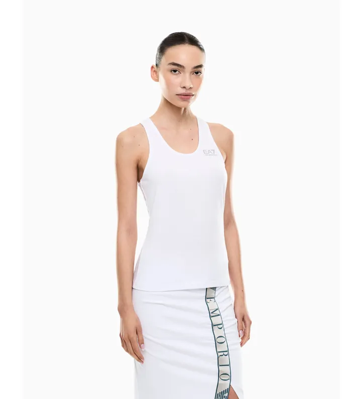 EA7 para mujer. 7W001147_AF12945 Camiseta de tirantes Natural Ventus blanco (L), Deportivo, Sin mangas / Tirantes, Poliéster Reciclado