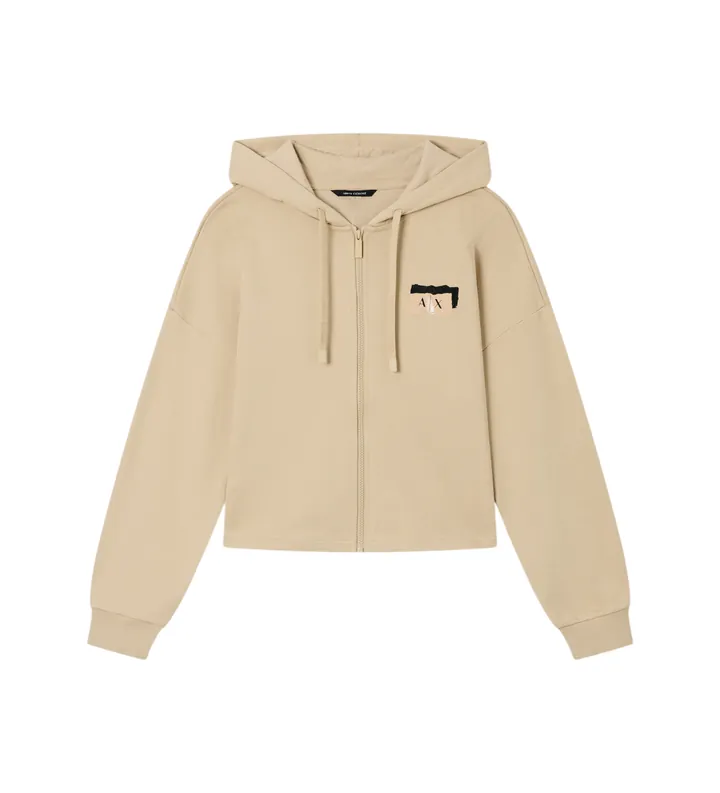 A|X Armani Exchange para mujer. XW001800AF24312U6149 Sudadera con capucha beige (L), Blanco, Casual, Algodón, Manga larga