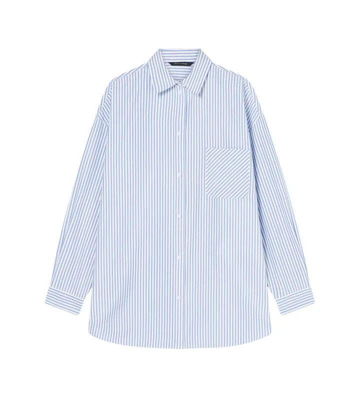 A|X Armani Exchange para mujer. XW002034AF21535MB088 Camisa cuello merinero azul (L), Casual, Poliéster, Manga larga