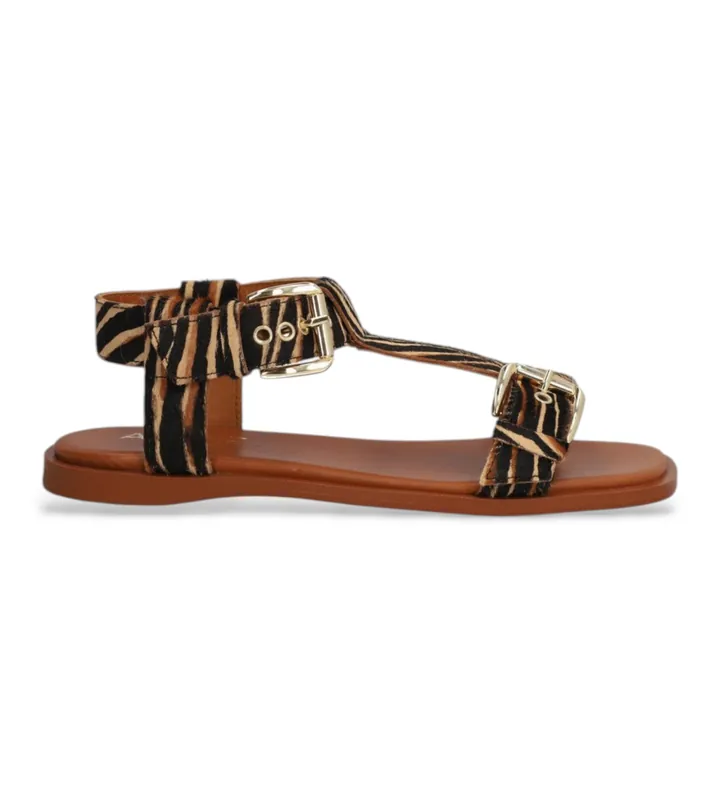 Alpe para mujer. 5598A2 Sandalias Sheila animalprint (37), Tela, Plano, Hebilla, Casual, Animal print