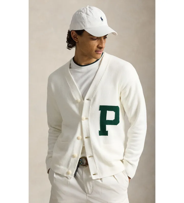 Polo Ralph Lauren para hombre. 710B17550001 Cárdigan de algodón Relaxed Fit blanco (L), Casual