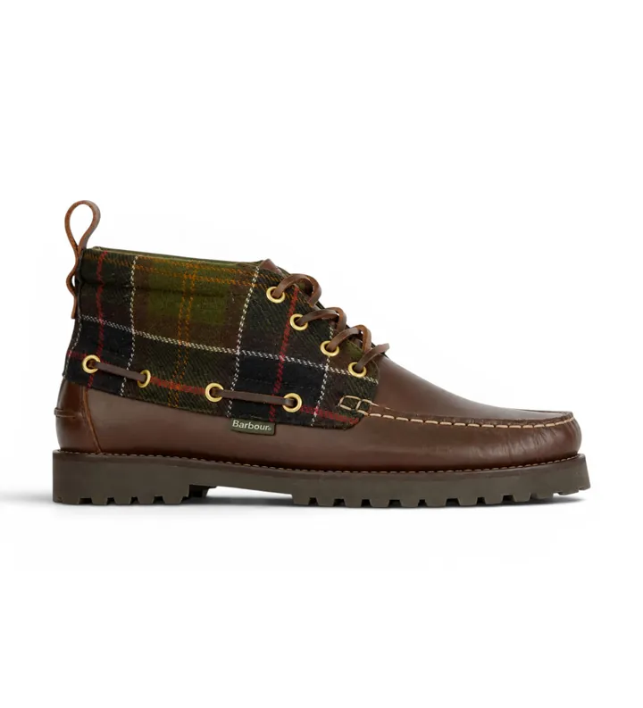 Barbour para hombre. MFO0848 Botines de Piel Harle Mid Chukka marrón (41), Plano, Cordones, Casual