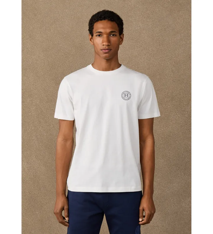Hackett London para hombre. HM5000121 Camiseta H blanco (L), Casual, Algodón, Manga corta