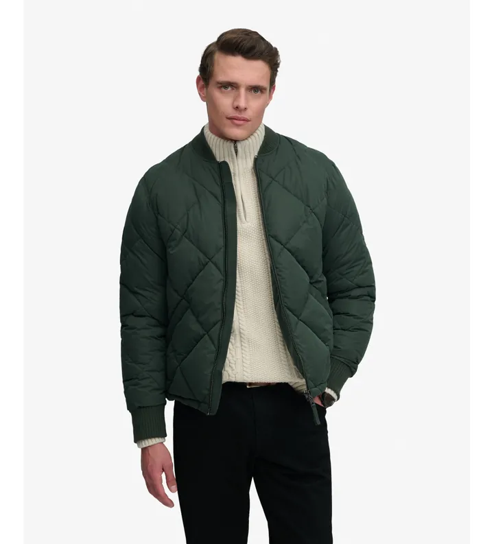 Superdry para hombre. M5012486A Chaqueta acolchada Diamond Quilt verde (L), Casual, Poliéster Reciclado